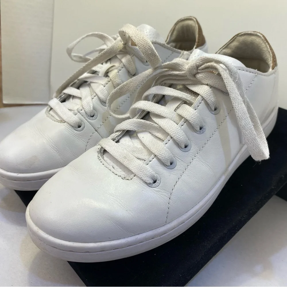 WODEN Leather Low Top Sneakers White Tan EU 36 US 5